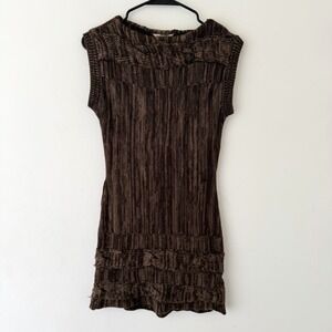 B.B. Jeans Knit Mini Dress Womens L Brown Y2K Indie Sleaze Grunge Tunic